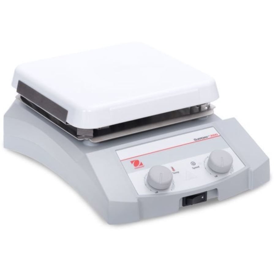 Ohaus Guardian 2000 Serisi e-G21HS07C Model Analog Isıtıcılı Manyetik Karıştırıcı, 200-1600 rpm, 70-500°C, 15L Kapasite, 178 mm x 178 mm Seramik Plate