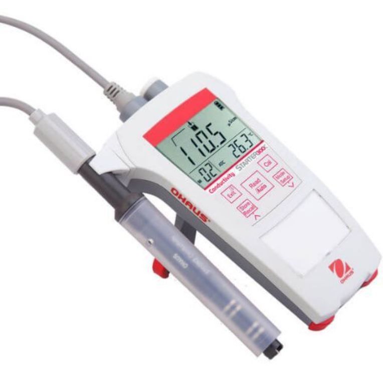 Ohaus Starter 300 ST300C-G Model Portatif İletkenlik Ölçer; 00.0 μS/cm – 199.9 mS/cm;  0 – 100°C;  0.1 mg/L – 199.9 g/L (TDS)