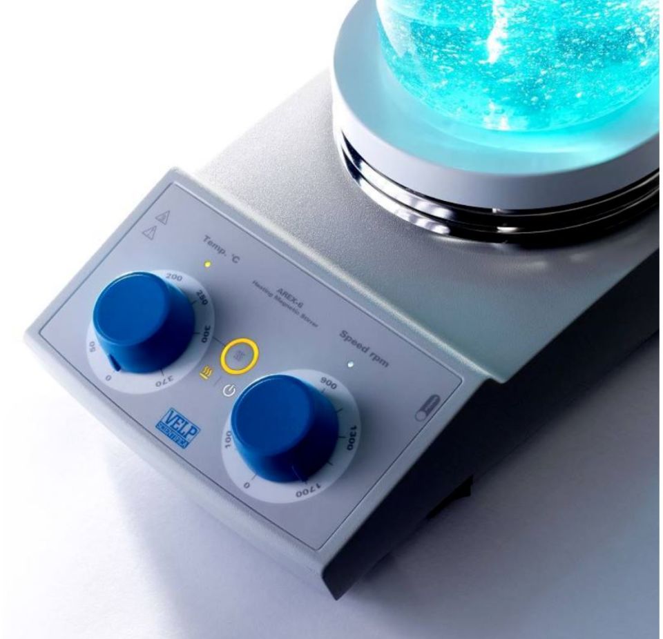 Velp Arex 6 Model Analog Isıtıcılı Manyetik Karıştırıcı, Seramik Kaplama, 20 L, 1700 rpm, Oda Sıcaklığı-370°C