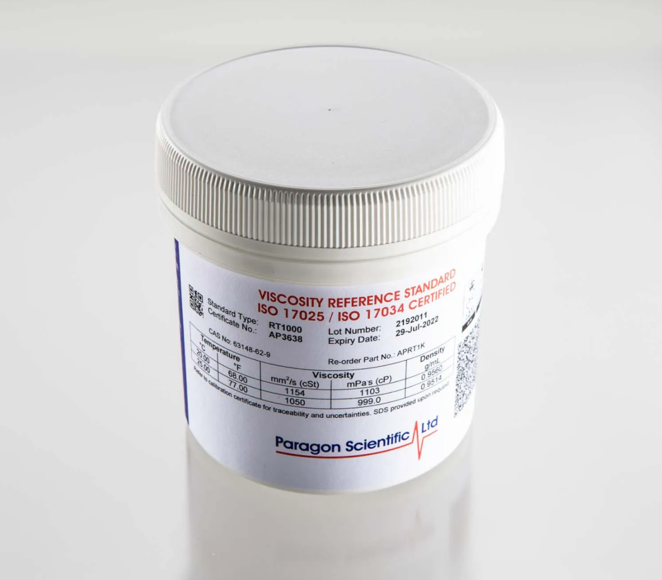 Anton Paar Silikon Viskozite Standardı AP RT1000 RT1k 600 ml - 1.1 / 1.0 Pa.s at 20 / 25 °C