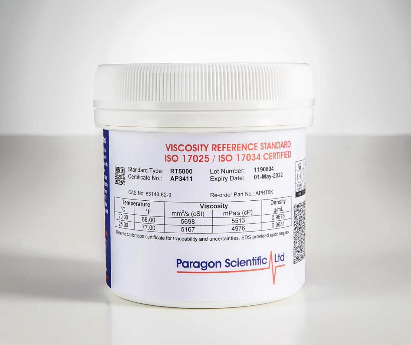 Anton Paar Silikon Viskozite Standardı AP RT5000 RT5k 600 ml - 5.6 / 5.0 Pa.s at 20 / 25 °C