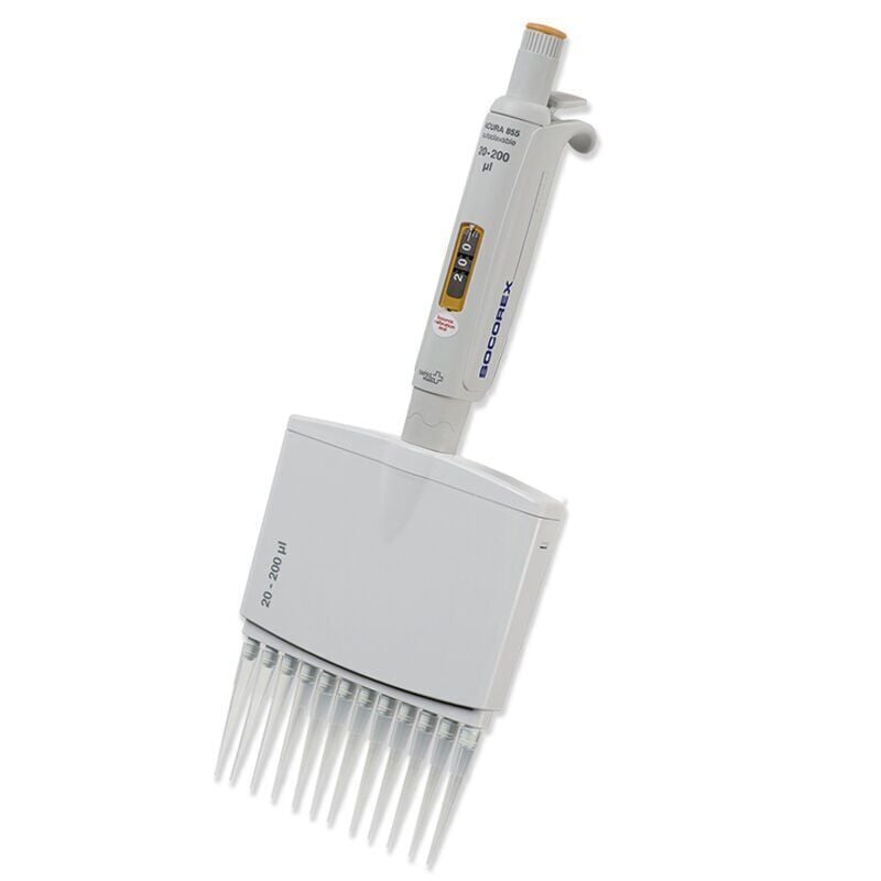 Socorex Acura 855 Model Ayarlı 12 Kanallı Otomatik Pipet, 0.5 - 10 µL