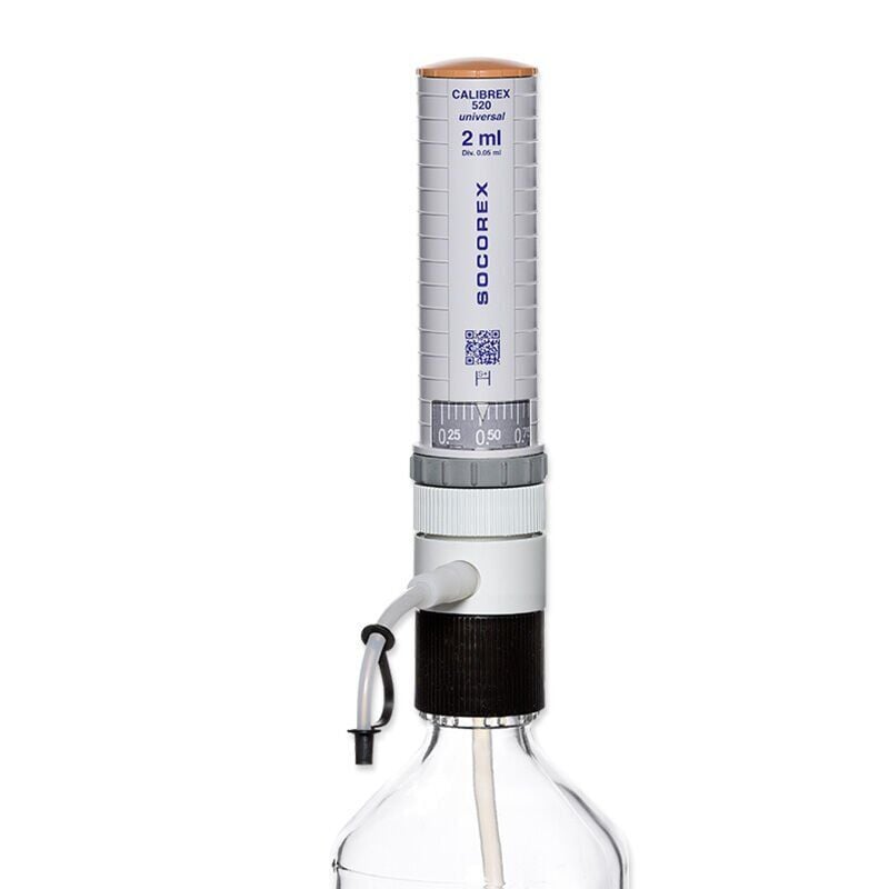 Socorex Calibrex Universal 520 Model Şişe Üstü Dispenser, 3 Adaptörlü, 1 - 5 mL