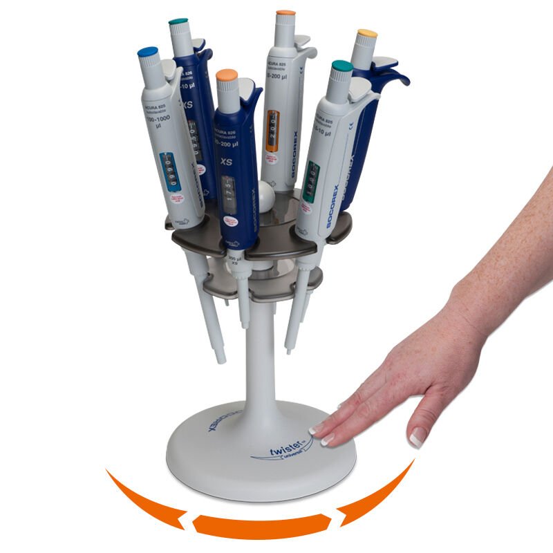 Socorex Twister™ Universal 336 Model 6' lı Döner Pipet Standı (Tüm Markalar İçin)