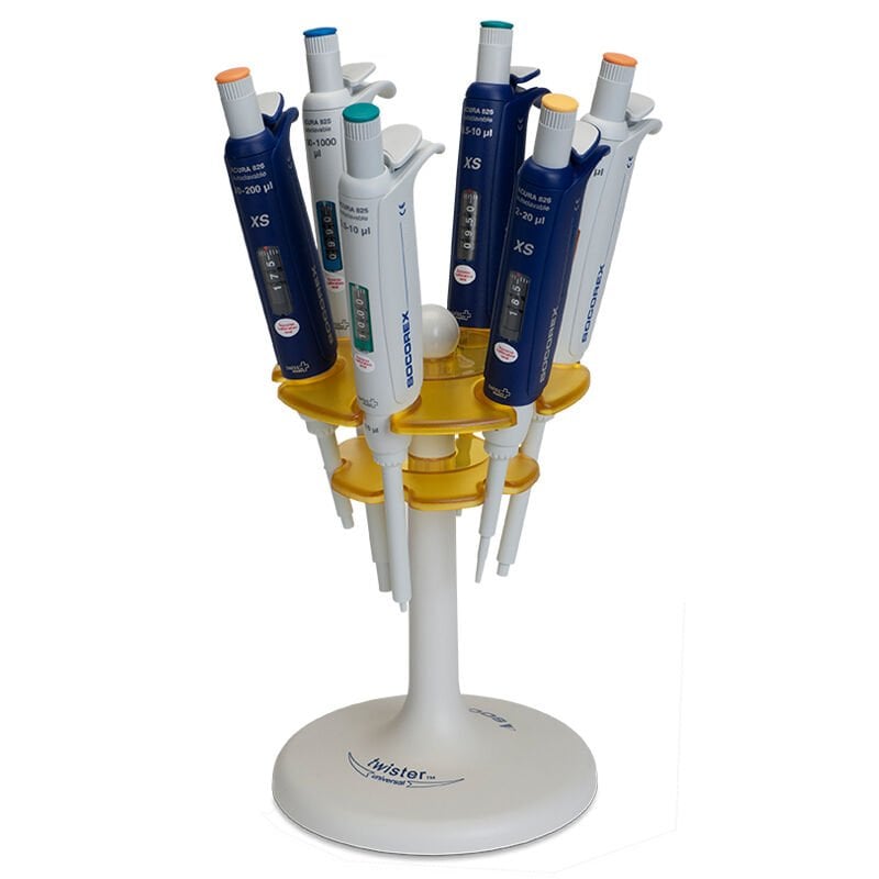 Socorex Twister™ Universal 336 Model 6' lı Döner Pipet Standı (Tüm Markalar İçin)