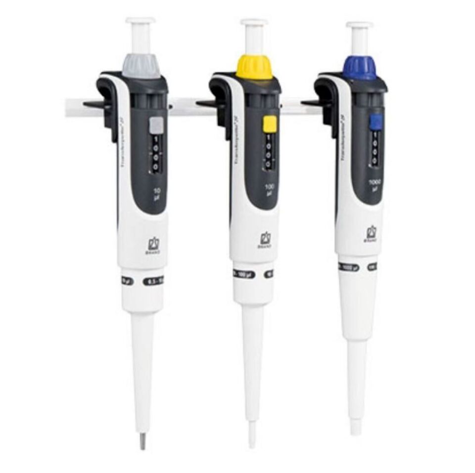 Brand Transferpette® S 705891 Starter-kit Midi Model Tek Kanallı Ayarlanabilir Mikropipet Seti, 3 pipet: D-20 (2-20µl), D-200 (20-200µl), D-1000 (100-1000µl)