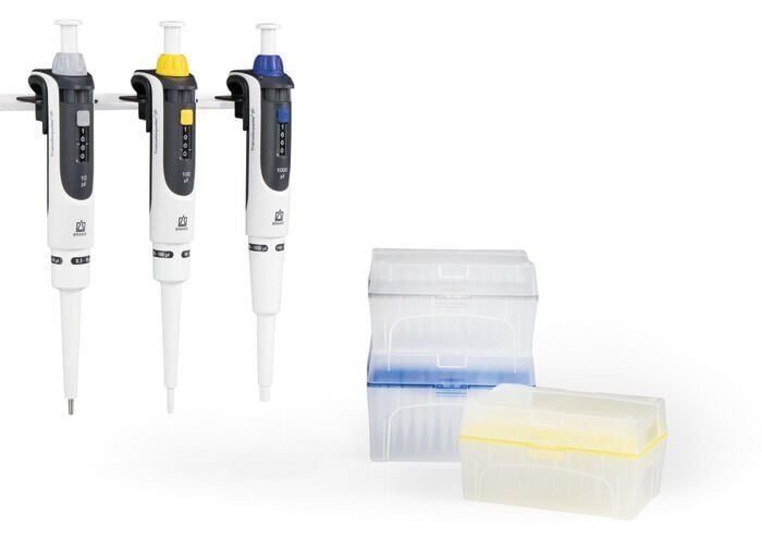 Brand Transferpette® S 705893 Starter-kit Standard Model Tek Kanallı Ayarlanabilir Mikropipet Seti, 3 pipet: D-10 (0,5-10µl), D-100 (10-100µl), D-1000 (100-1000µl)
