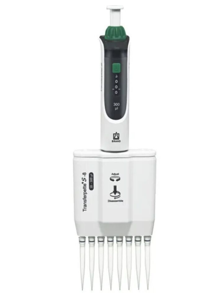 Brand Transferpette S-8 M8-10 Model 8 Kanallı Ayarlanabilir Mikropipet, 0,5 - 10 µl (705900)