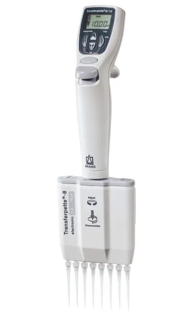 Brand Transferpette-8 Elektronik 8 Kanallı Ayarlanabilir Mikropipet, 0,5 - 10 µl (705399)