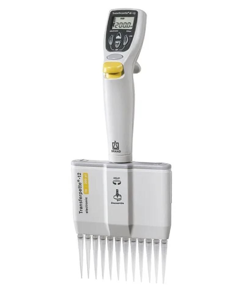 Brand Transferpette-12 Elektronik 12 Kanallı Ayarlanabilir Mikropipet, 1 - 20 µl (705450)