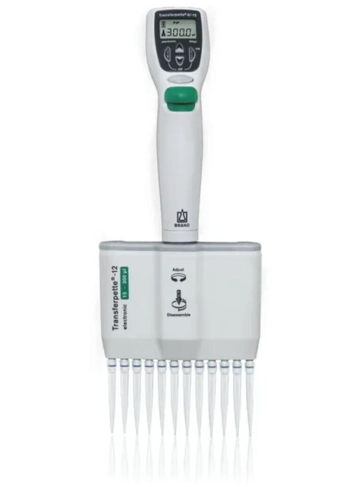 Brand Transferpette-12 Elektronik 12 Kanallı Ayarlanabilir Mikropipet, 5 - 100 µl (705453)