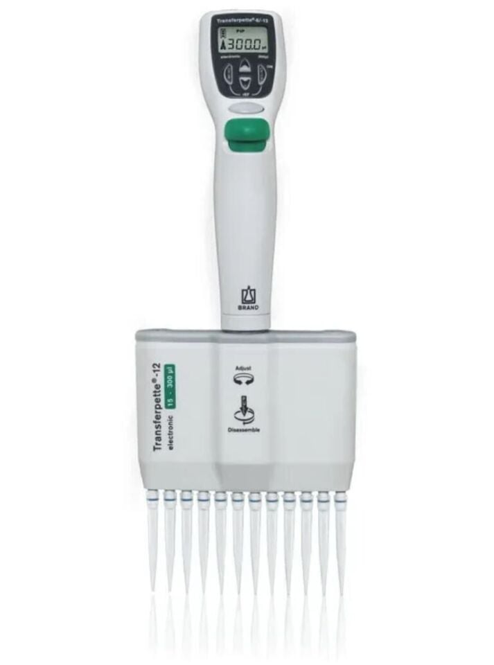Brand Transferpette-12 Elektronik 12 Kanallı Ayarlanabilir Mikropipet, 10 - 200 µl (705454)