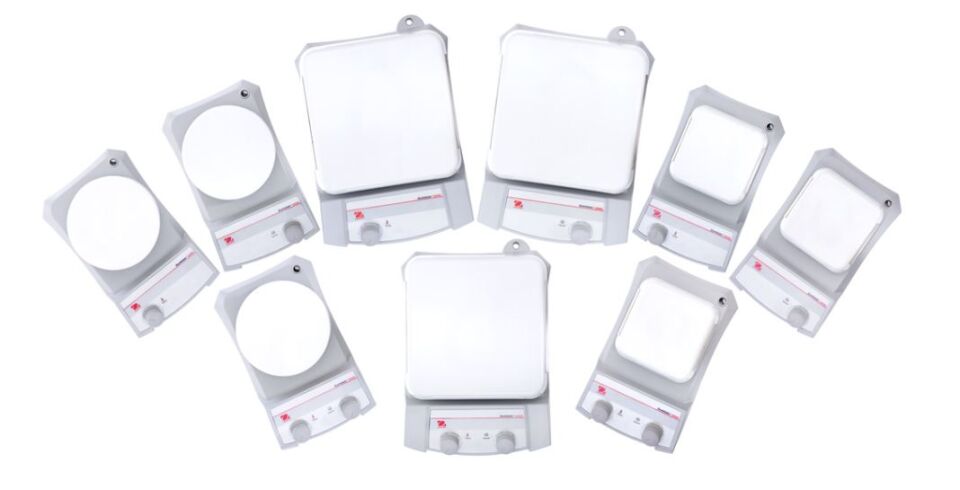 Ohaus Guardian 2000 Serisi e-G21HS04C Model Analog Isıtıcılı Manyetik Karıştırıcı, 200-1600 rpm, 70-500°C, 15L Kapasite, 102 × 102 mm Seramik Plate