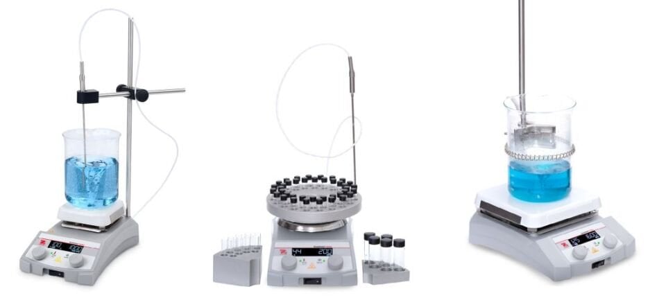 Ohaus Guardian 3000 Serisi e-G31HS07C Model Dijital Isıtıcılı Manyetik Karıştırıcı, 80-1600 rpm, Ortam+5-500°C, 15L Kapasite, 178 × 178 mm Seramik Plate