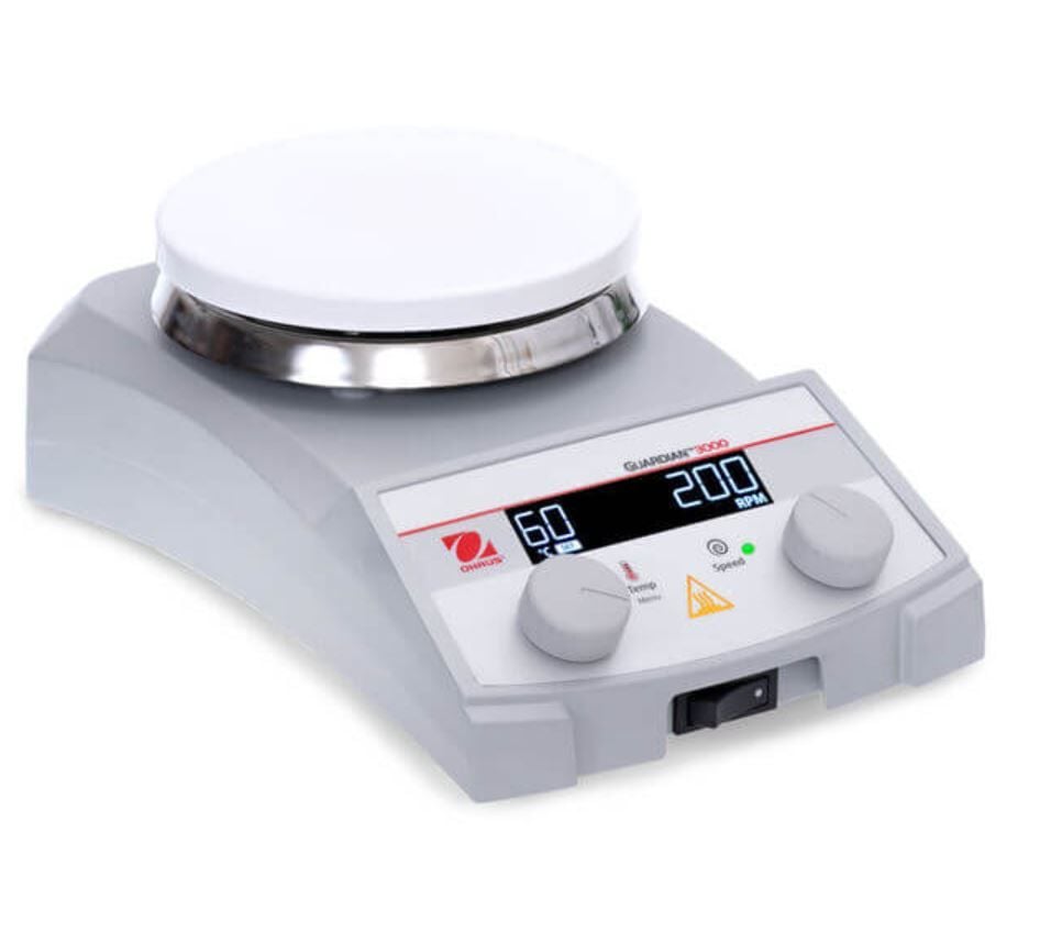 Ohaus Guardian 3000 Serisi e- G31HSRDS Model Dijital Isıtıcılı Manyetik Karıştırıcı, 80-1600 rpm, Ortam+5-380°C, 15L Kapasite, Ø 135 mm Seramik Kaplamalı Paslanmaz Çelik Plate