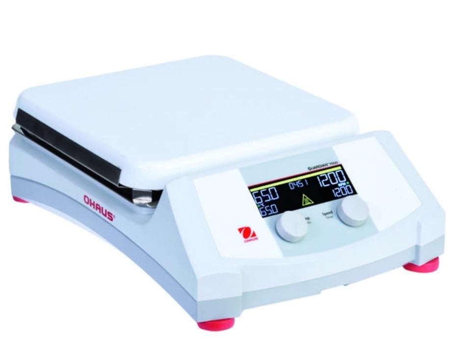 Ohaus Guardian 7000 Serisi e-G71HS10C Model Dijital Isıtıcılı Manyetik Karıştırıcı, 60-1600 rpm, Ortam+5-500°C, 18L Kapasite, 254 x 254 mm Seramik Plate
