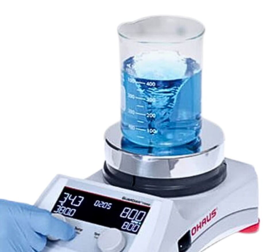 Ohaus Guardian 7000 Serisi e-G71HSRDM Model Dijital Isıtıcılı Manyetik Karıştırıcı, 60-1600 rpm, Ortam+5-380°C, 20L Kapasite, 135 mm Çapında Alüminyum Plate