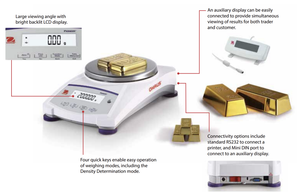 Ohaus Gold Serisi PJX2202 Model Hassas Terazi | 2200 g Kapasite | 0,01 g Hassasiyet | Laboratuvar ve Kalite Kontrol Tartımları İçin İdeal Çözüm