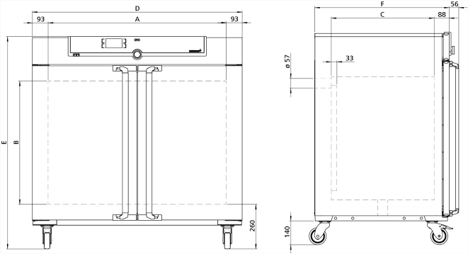 Memmert UF450 Model Fanlı Etüv, 449 Litre, Ortam Sıcaklığı+10 - 300°C | Zorlamalı Hava Sirkülasyonlu Laboratuvar Etüvü